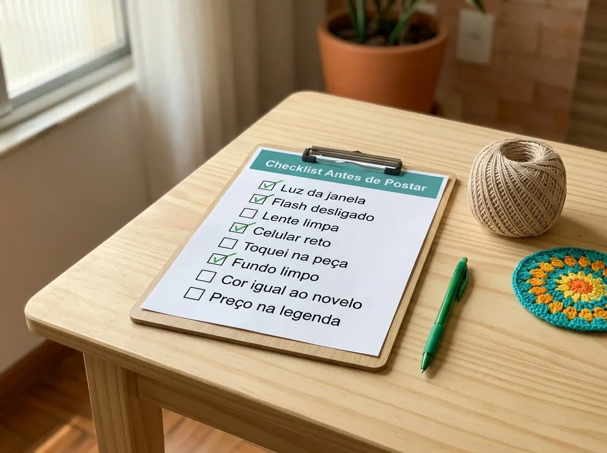 Checklist Antes de Postar impresso ao lado da caixa de luz